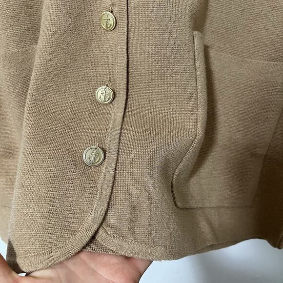 J Crew Giselle V Neck Sweater Blazer Size L Heather Acorn Old Money Preppy - Picture 3 of 5